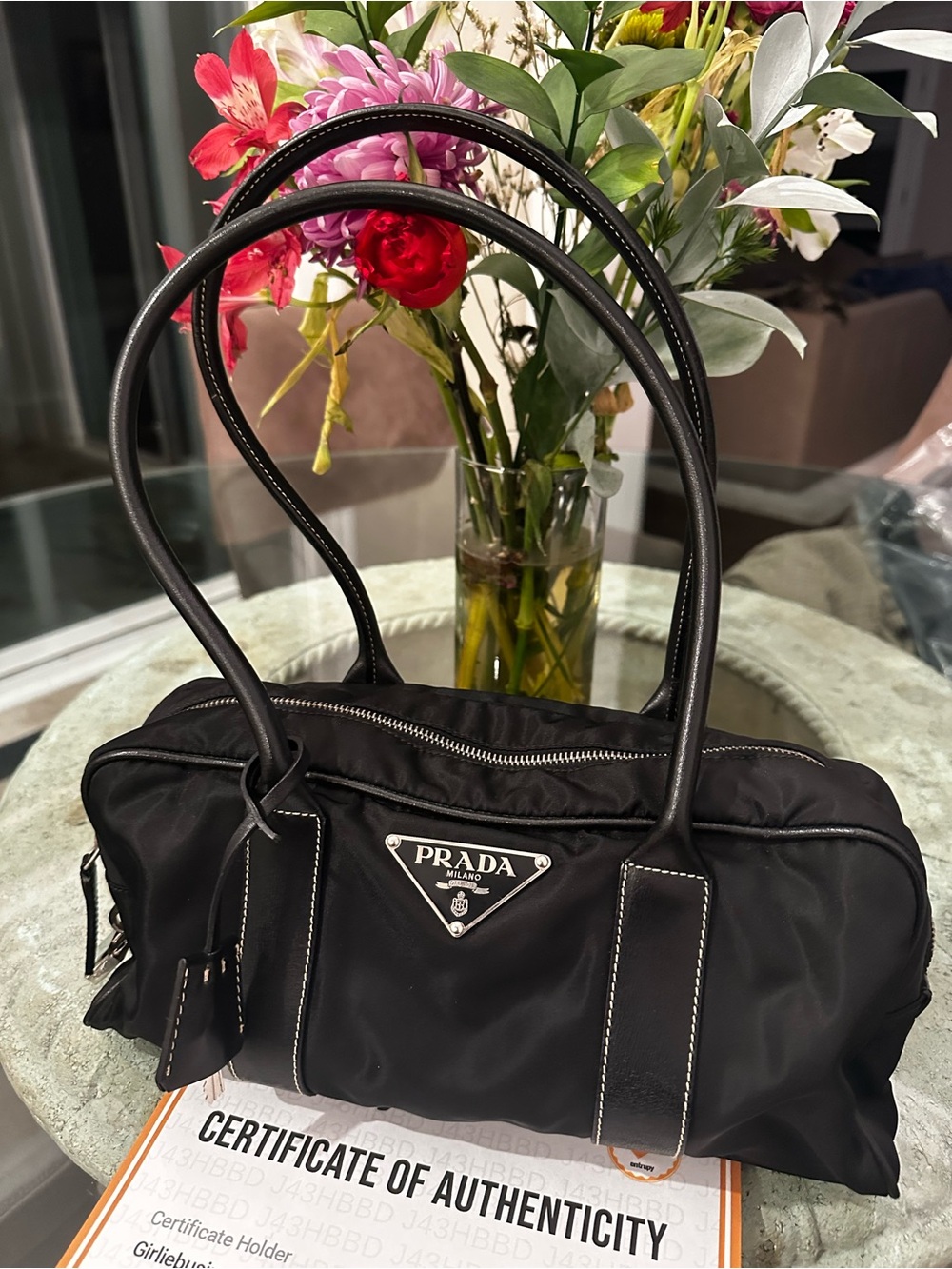 Authentic Prada Black Nylon Shoulder Bag w/ Lock - Iconic Designer Tote - Picture 5 of 15